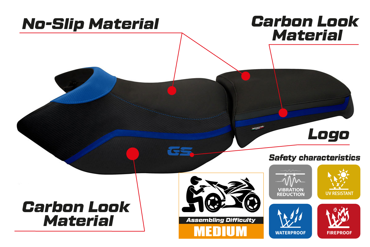 BMW R1200GS Adventure 2006-2012 Seat Cover Tappezzeria Italia in Blue