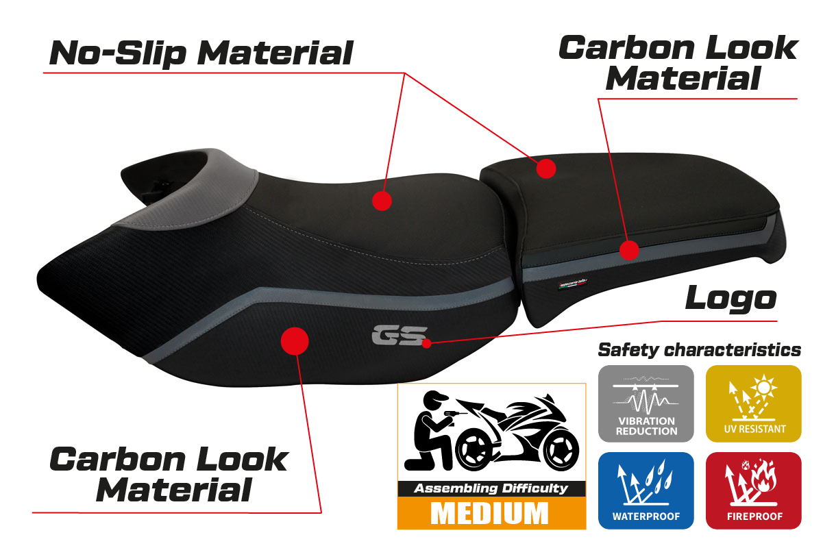 BMW R1200GS Adventure 2006-2012 Seat Cover Tappezzeria Italia in Grey