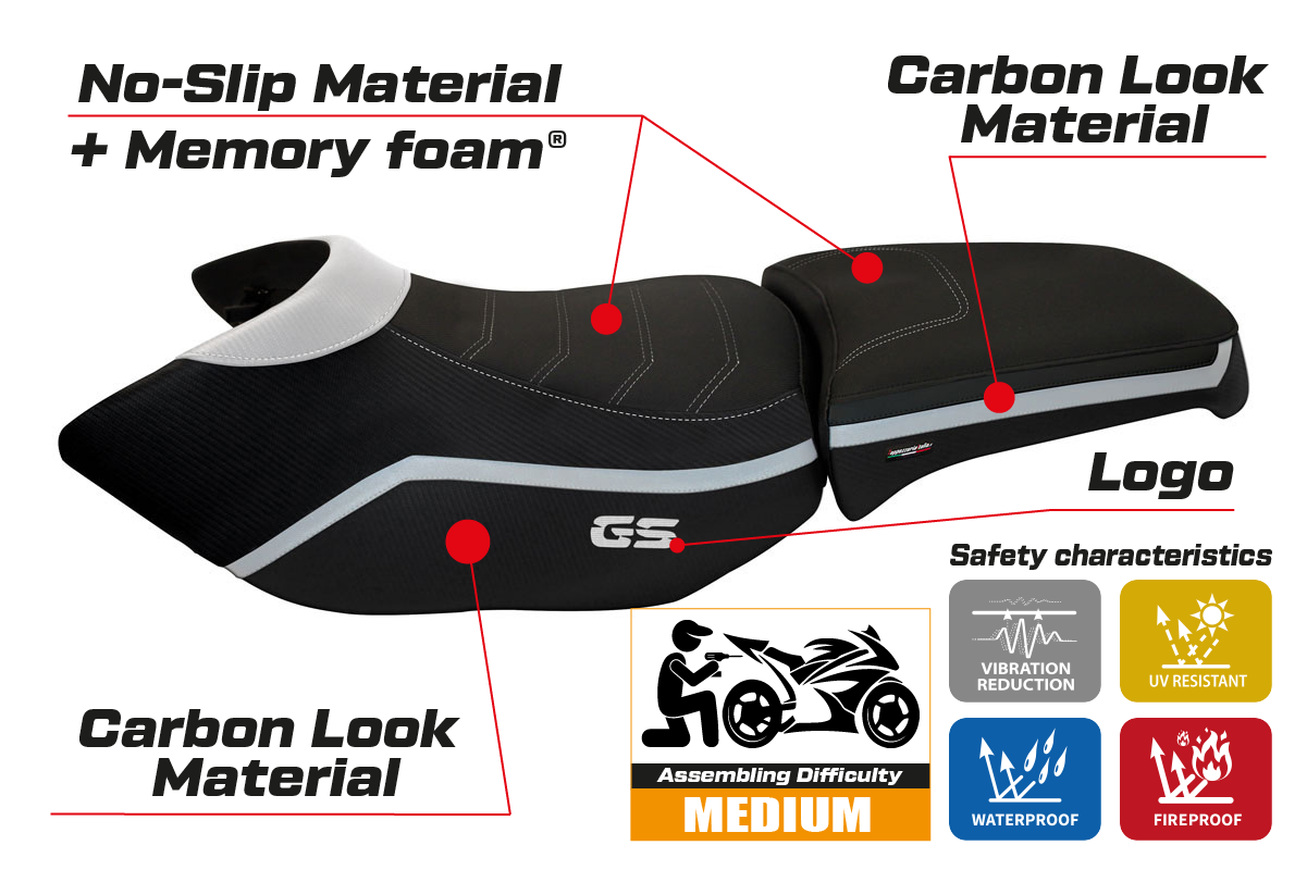 BMW R1200GS Adventure 2006-2012 Seat Cover Tappezzeria Italia Comfort in White