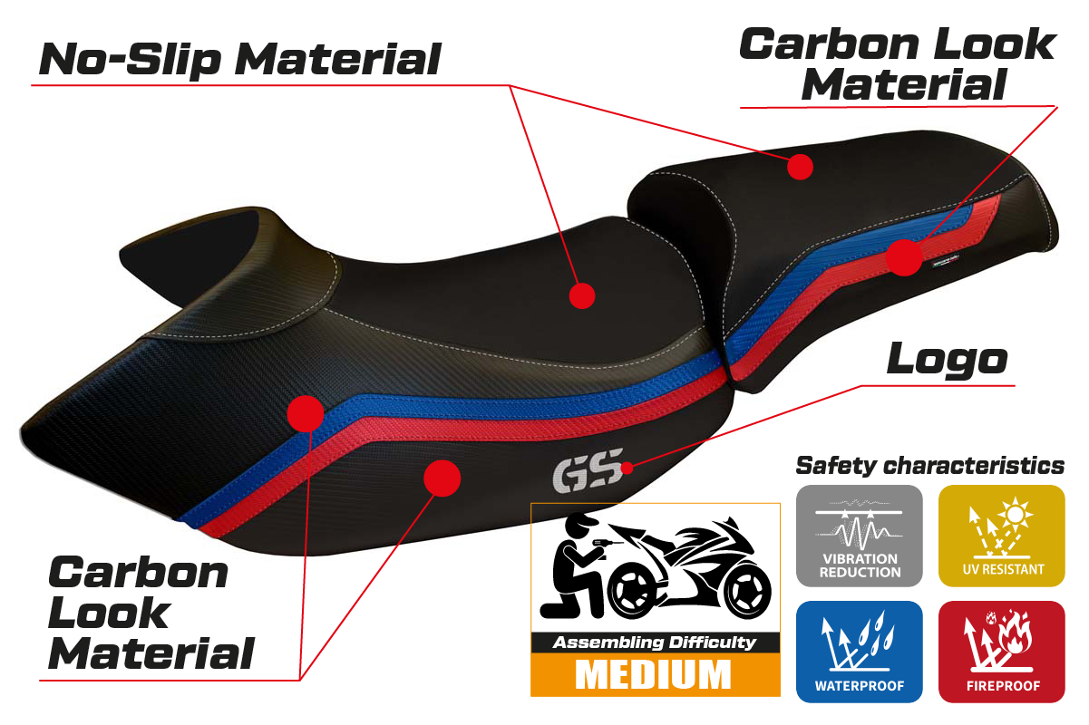 BMW R1200GS 2005-2012 Seat Cover Tappezzeria Italia in Black SE