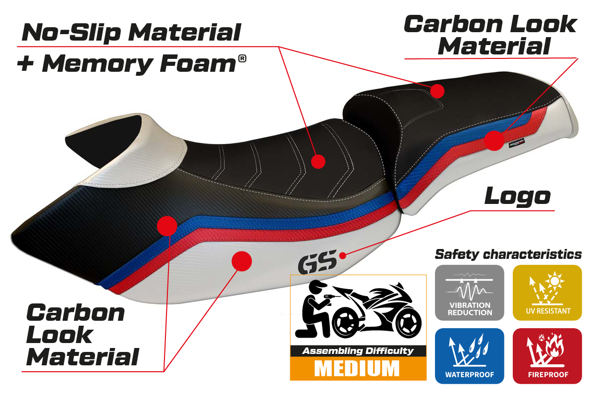 BMW R1200GS 2005-2012 Seat Cover Tappezzeria Italia Comfort in White HP