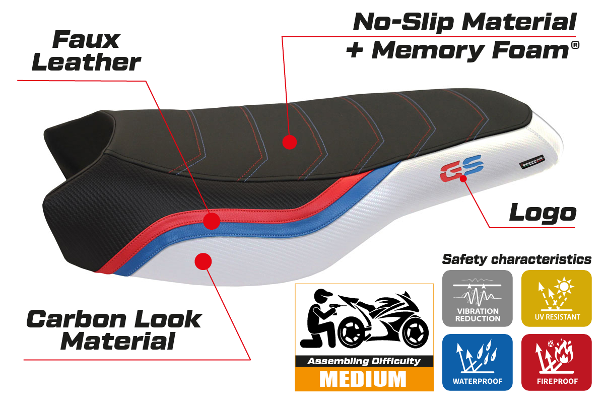 BMW R1200GS R1250GS Rallye 2017-2024 Seat Cover Tappezzeria Italia Comfort in White