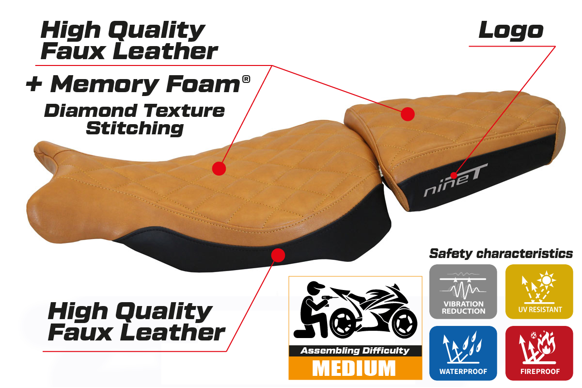 BMW R1200 Nine T 2014-2024 Seat Cover Tappezzeria Italia Comfort in Camel FR