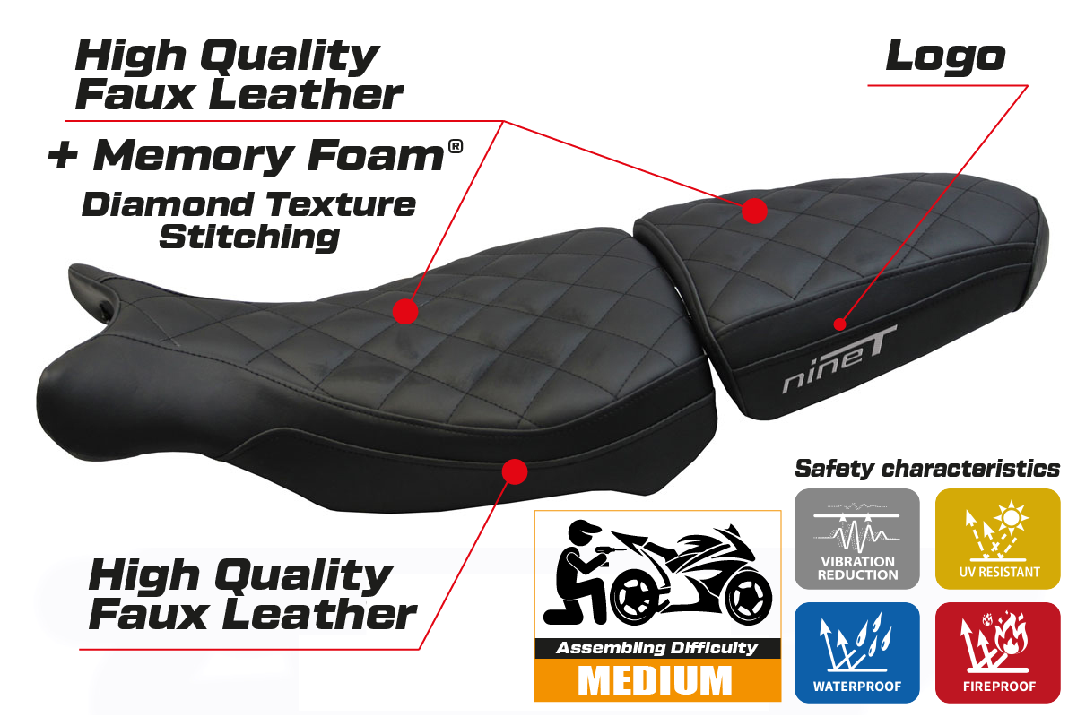 BMW R1200 Nine T 2014-2024 Seat Cover Tappezzeria Italia Comfort in Black FR