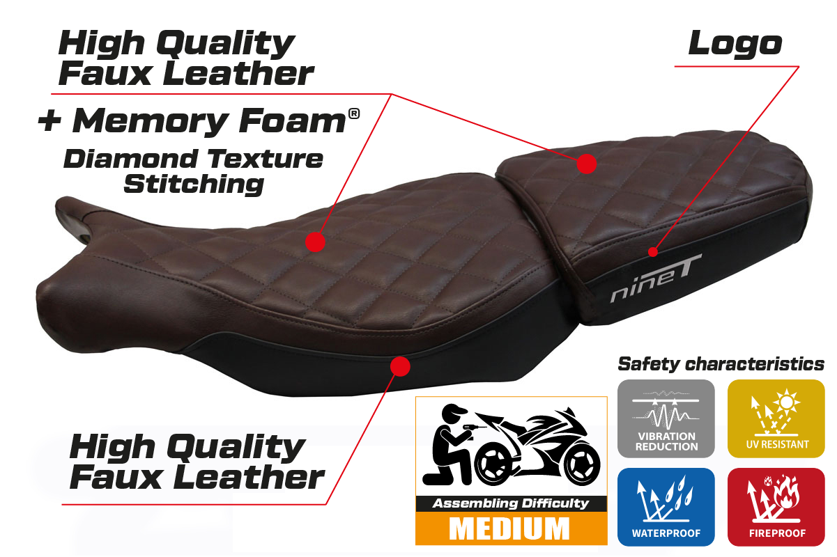 BMW R1200 Nine T 2014-2024 Seat Cover Tappezzeria Italia Comfort in Brown FR