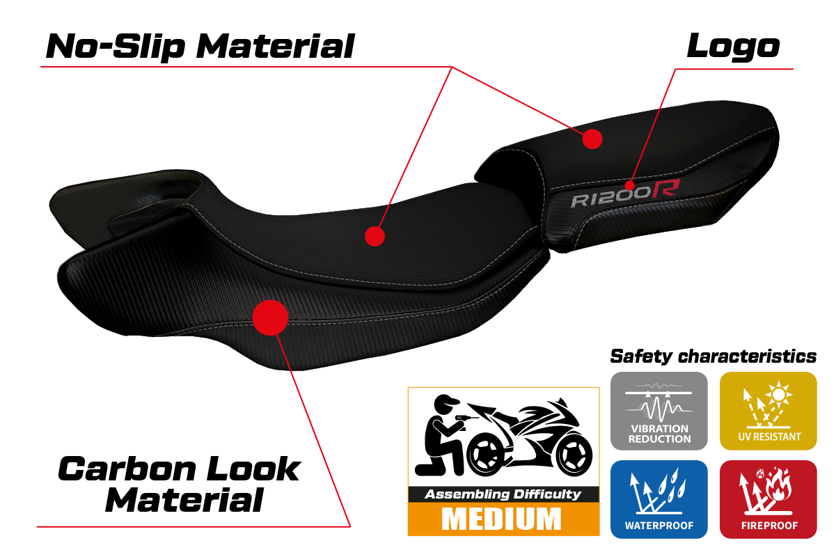 BMW R1200R 2015-2018 Seat Cover Tappezzeria Italia in Black