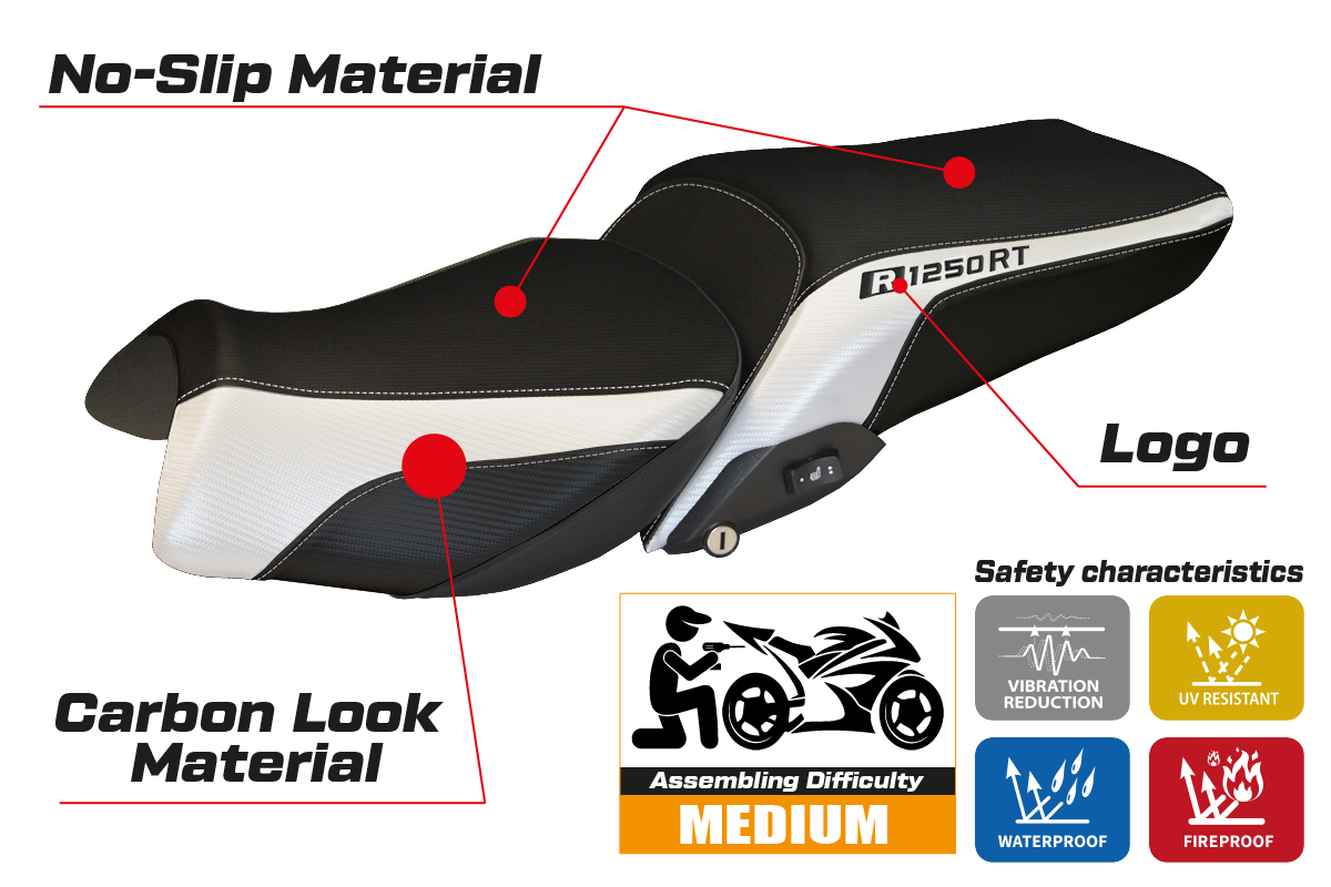 BMW R1250RT 2019-2025 Seat Cover Tappezzeria Italia in White and Black