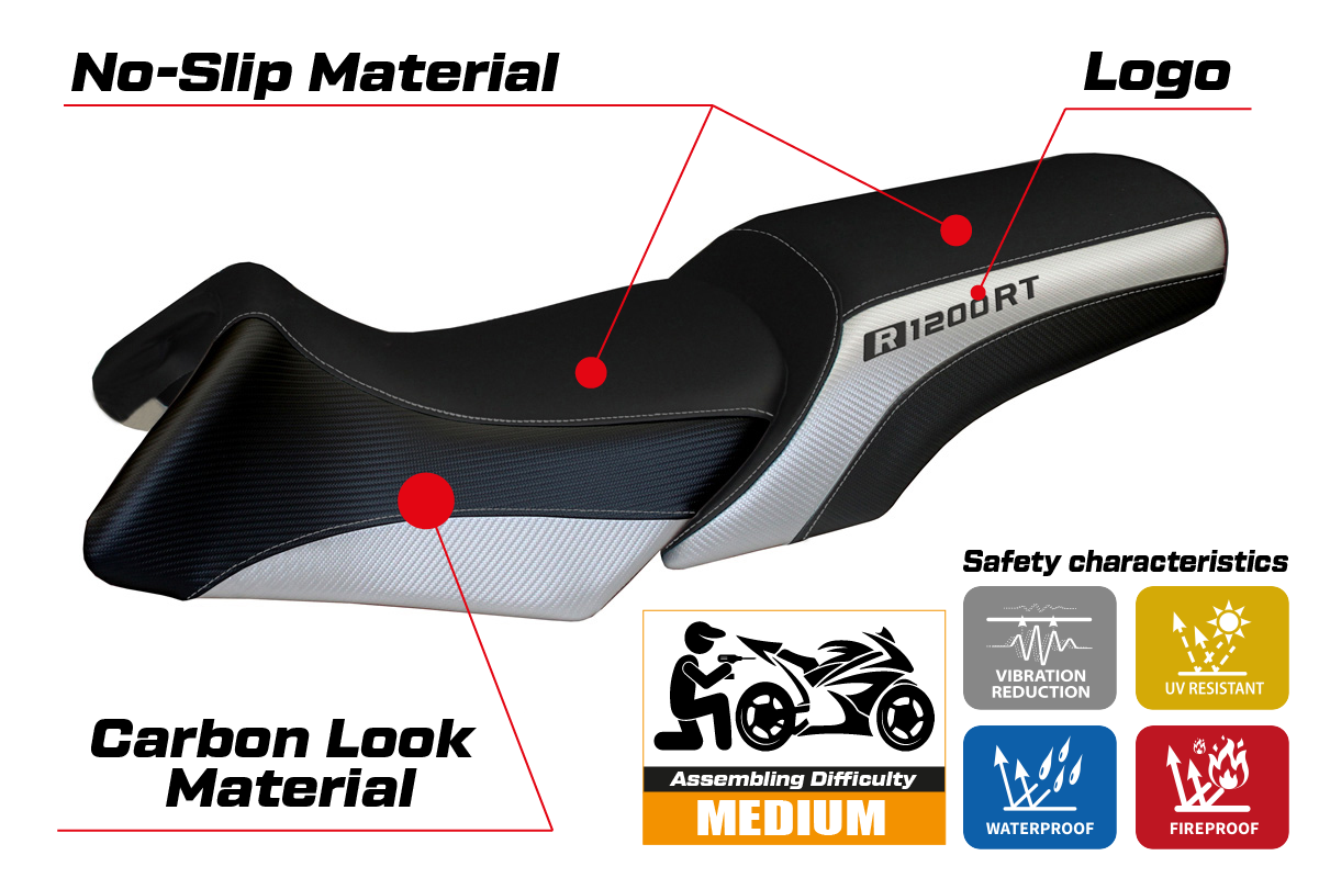 BMW R1200RT 2006-2013 Seat Cover Tappezzeria Italia in Silver and Black