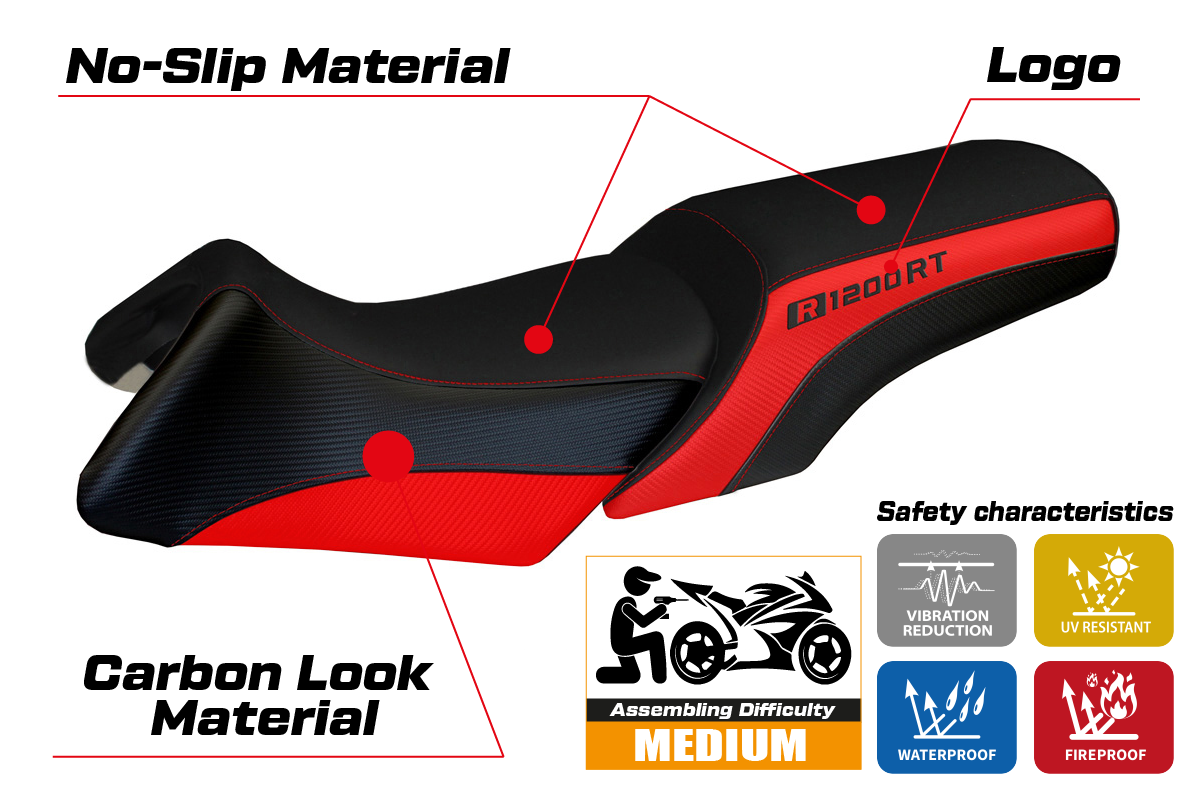 BMW R1200RT 2006-2013 Seat Cover Tappezzeria Italia in Red and Black