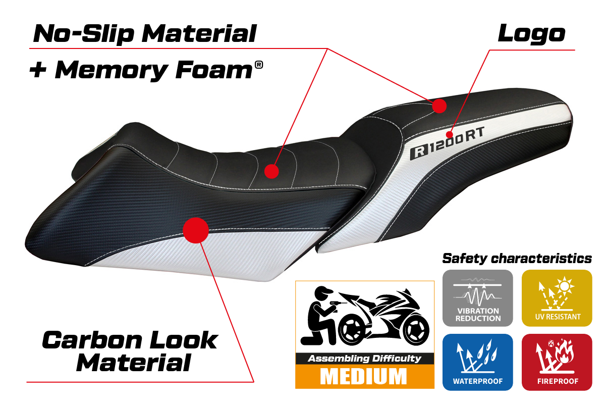 BMW R1200RT 2006-2013 Seat Cover Tappezzeria Italia Comfort in White