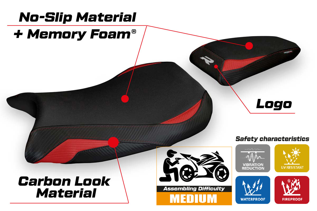 BMW S1000R 2021-2025 Seat Cover Tappezzeria Italia Comfort in Red and Black