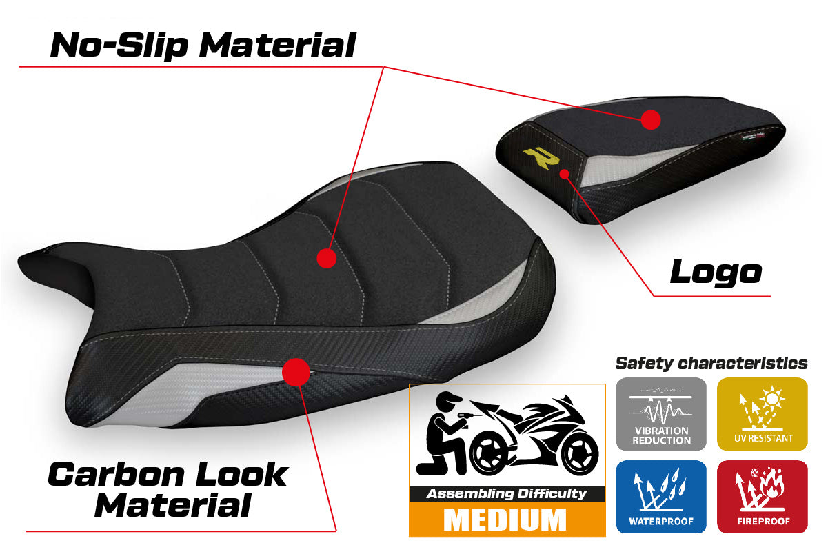 BMW S1000R 2021-2025 Seat Cover Tappezzeria Italia Ultragrip in Silver and Black
