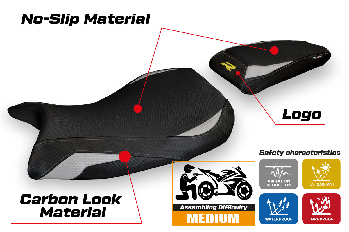 BMW S1000R M Sport 2021-2025 Seat Cover Tappezzeria Italia in Silver and Black