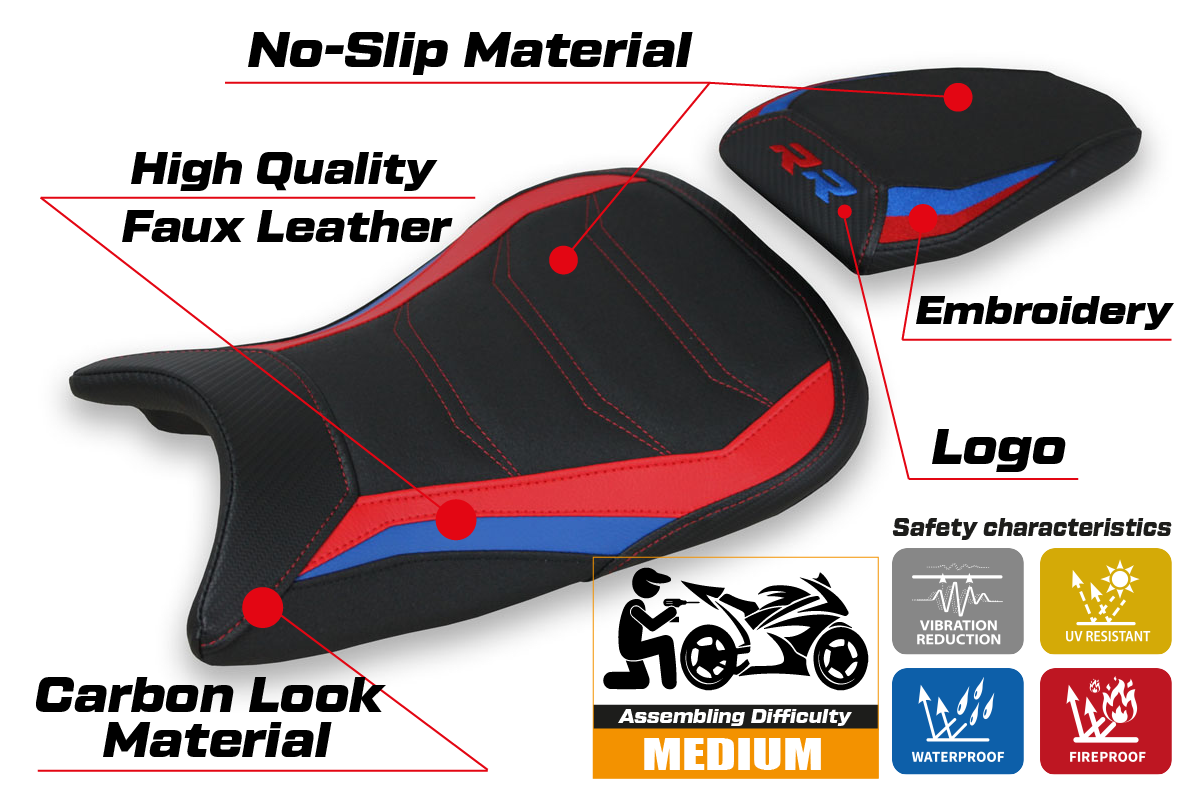 BMW S1000RR 2019-2025 Seat Cover Tappezzeria Italia Ultragrip in Black SE