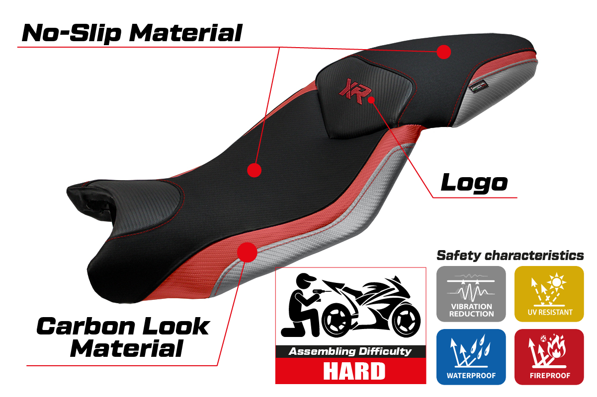 BMW S1000XR 2015-2019 Seat Cover Tappezzeria Italia in Red, Grey and Black