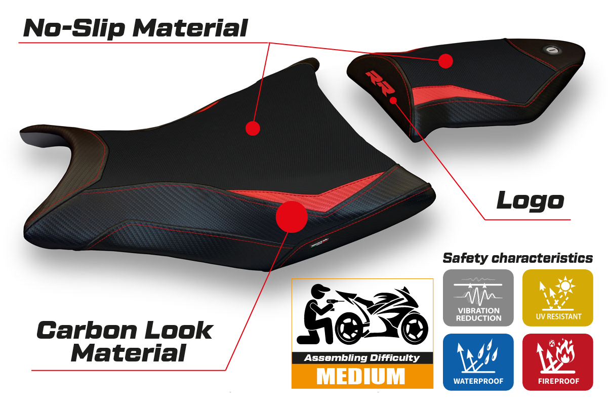 BMW S1000RR 2009-2011 Seat Cover Tappezzeria Italia in Red and Black