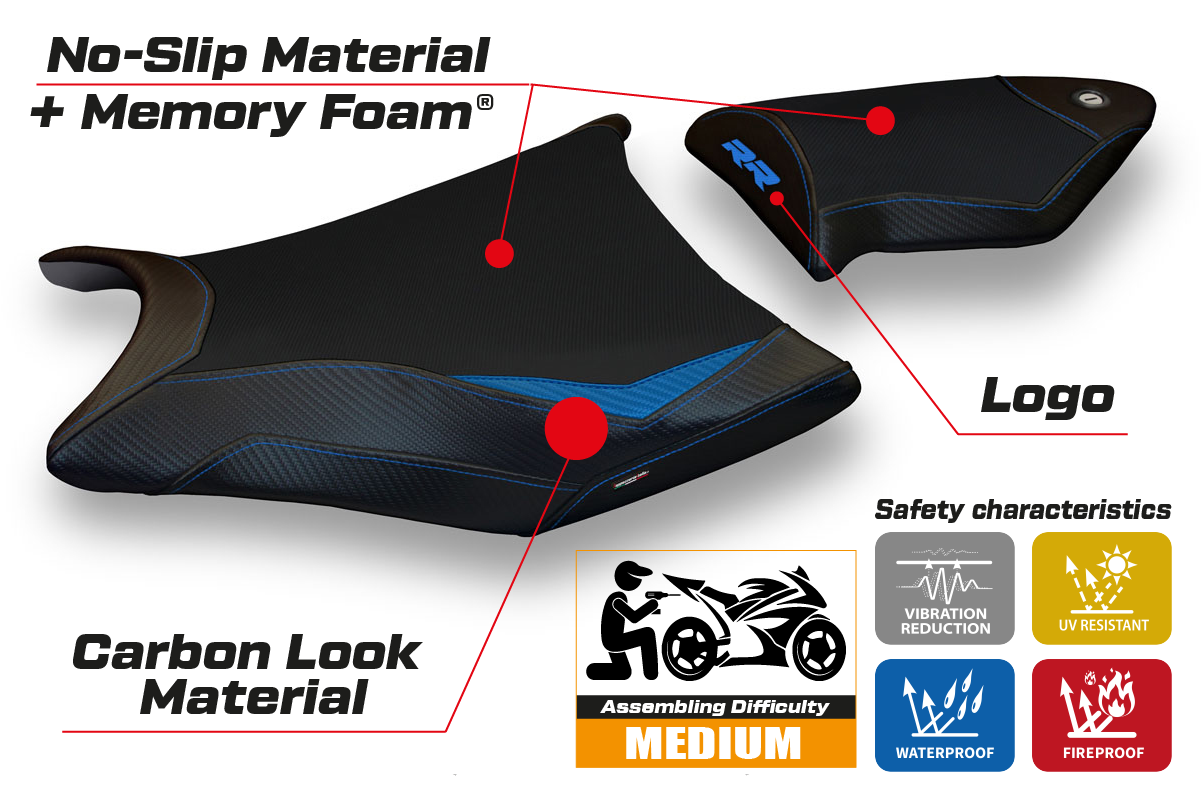 BMW S1000RR 2009-2011 Seat Cover Tappezzeria Italia Comfort in Blue and Black