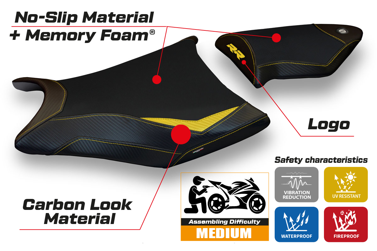 BMW S1000RR 2009-2011 Seat Cover Tappezzeria Italia Comfort in Yellow and Black