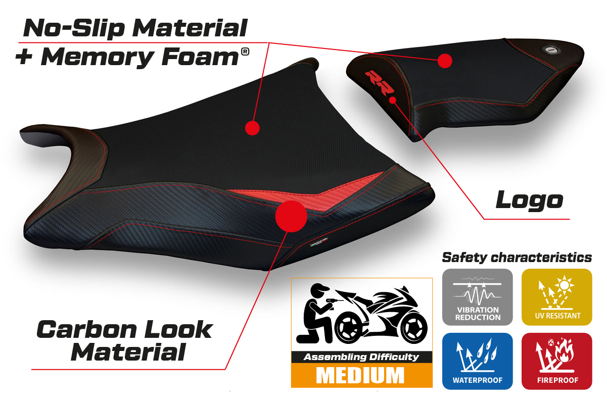 BMW S1000RR 2009-2011 Seat Cover Tappezzeria Italia Comfort in Red and Black