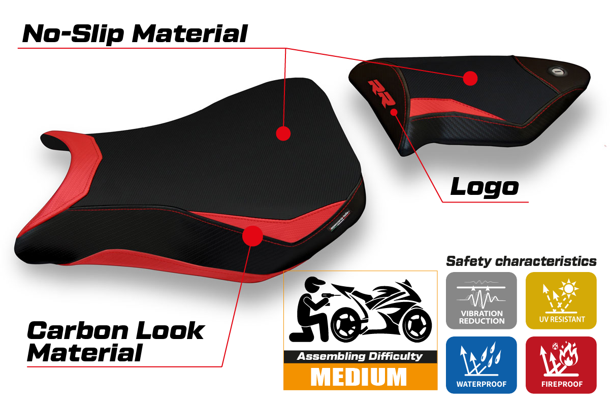 BMW S1000RR 2012-2014 Seat Cover Tappezzeria Italia in Red and Black