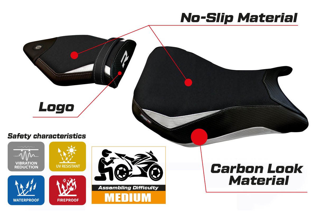 BMW S1000R 2014-2020 Seat Cover Tappezzeria Italia in White and Black