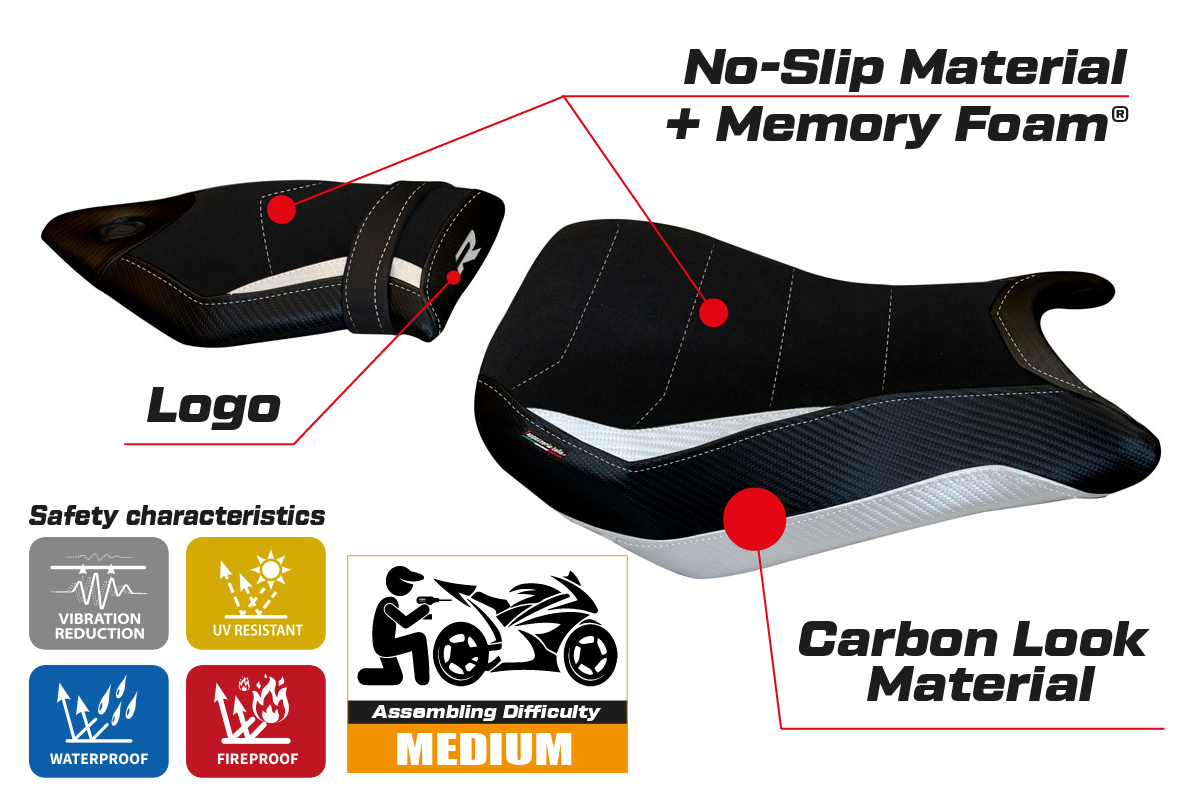 BMW S1000R 2014-2020 Seat Cover Tappezzeria Italia Comfort in White and Black