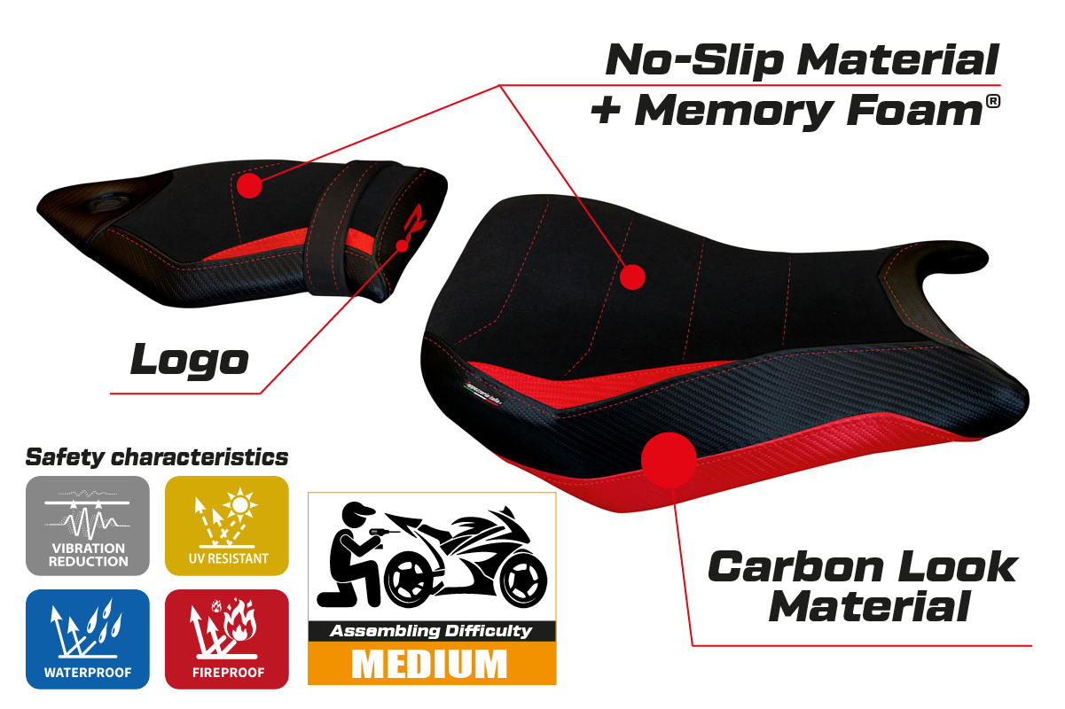 BMW S1000R 2014-2020 Seat Cover Tappezzeria Italia Comfort in Red and Black