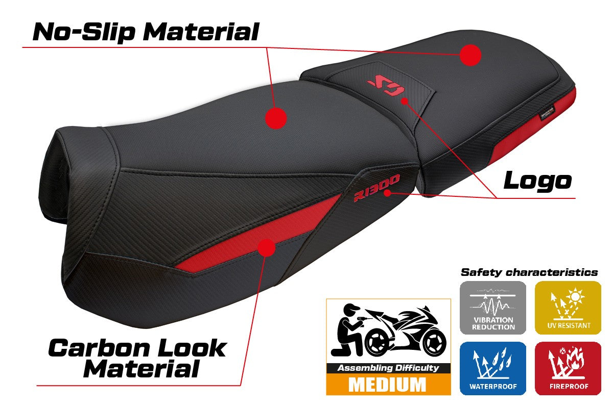 BMW R1300GS Adventure Trophy 2024-2025 Seat Cover Tappezzeria Red Black