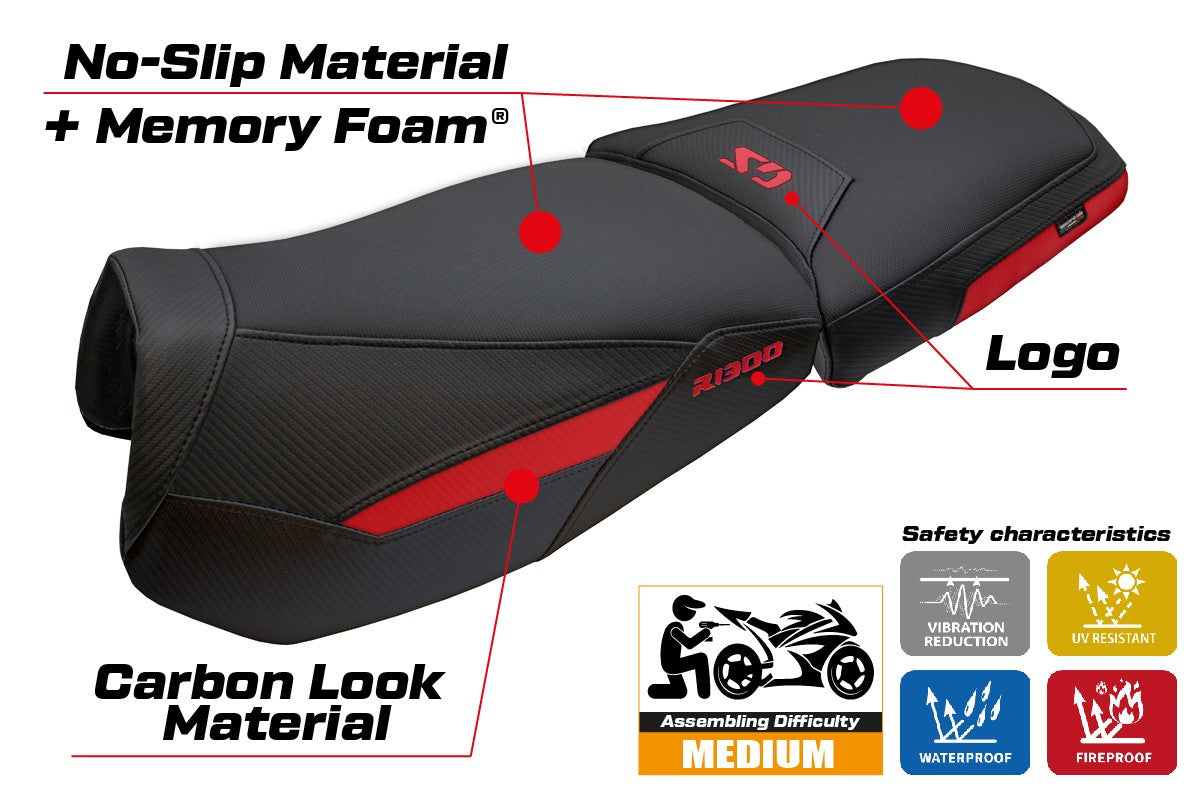 BMW R1300GS Adventure Trophy 2024-2025 Seat Cover Tappezzeria Comfort Red
