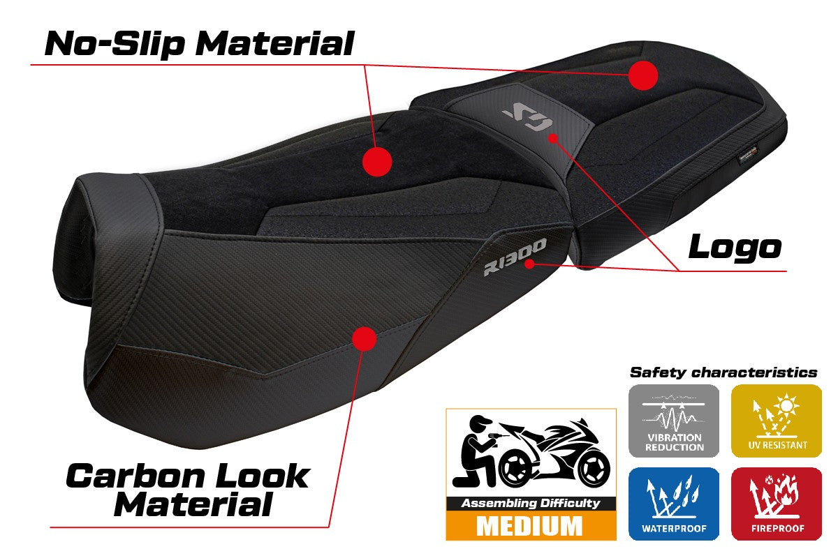 BMW R1300GS Adventure Trophy 2024-2025 Seat Cover Tappezzeria Ultragrip Black
