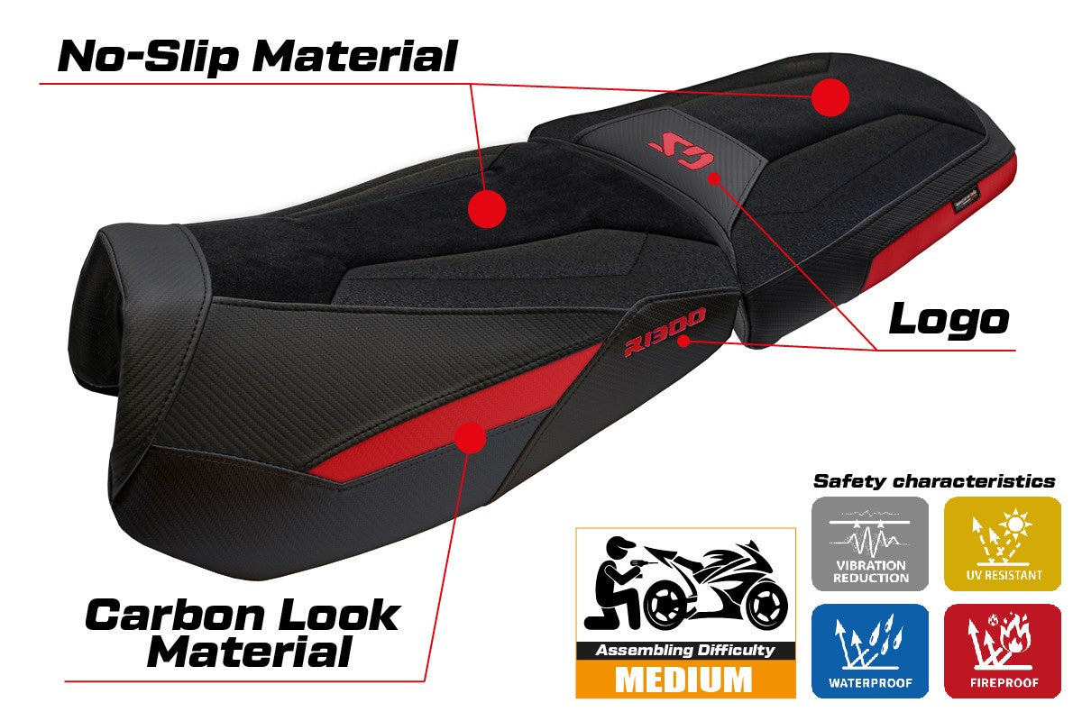 BMW R1300GS Adventure Trophy 2024-2025 Seat Cover Tappezzeria Ultragrip Red