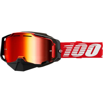 100% Armega Snow Goggles - Red - Red Mirror 50008-00008