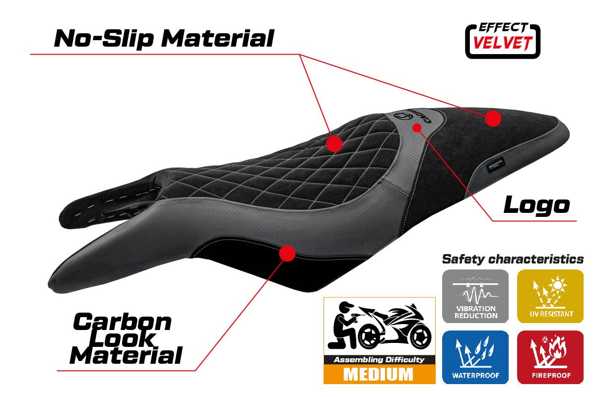 Cagiva Raptor 650-1000 2000-2007 Seat Cover Tappezzeria Italia in Grey and Black