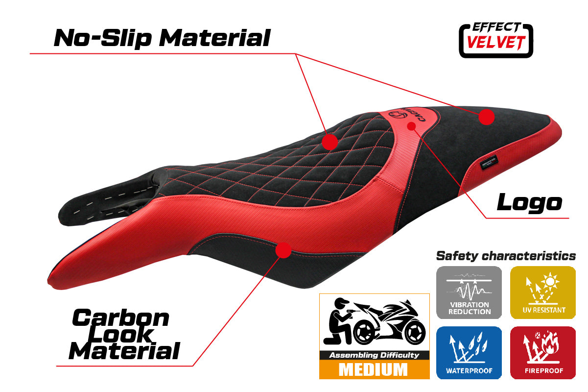 Cagiva Raptor 650-1000 2000-2007 Seat Cover Tappezzeria Italia in Red and Black