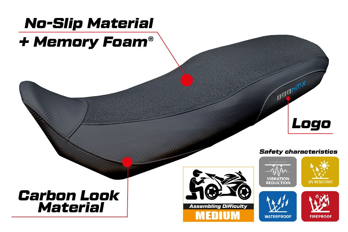 CF Moto 800 MT X 2025 Seat Cover Tappezzeria Ultragrip Comfort Black