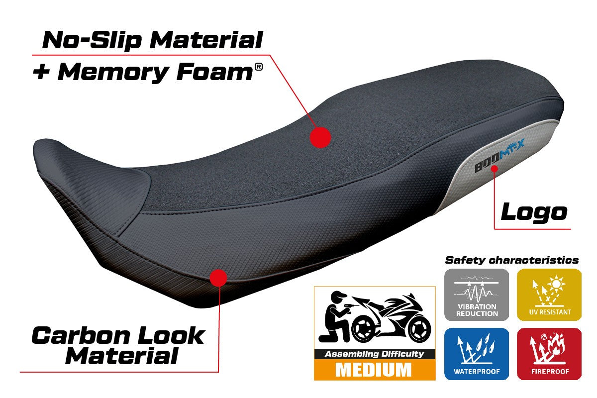 CF Moto 800 MT X 2025 Seat Cover Tappezzeria Ultragrip Comfort Silver Black