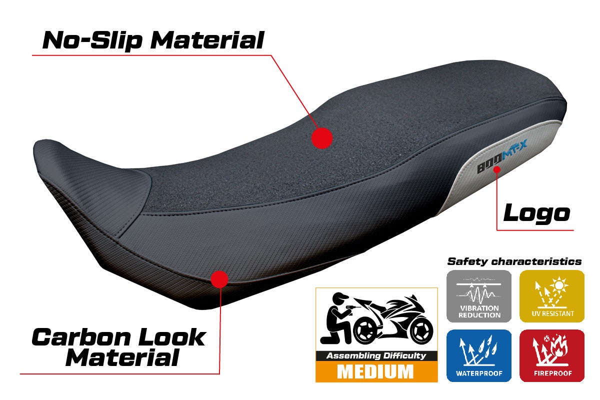 CF Moto 800 MT X 2025 Seat Cover Tappezzeria Ultragrip Silver Black