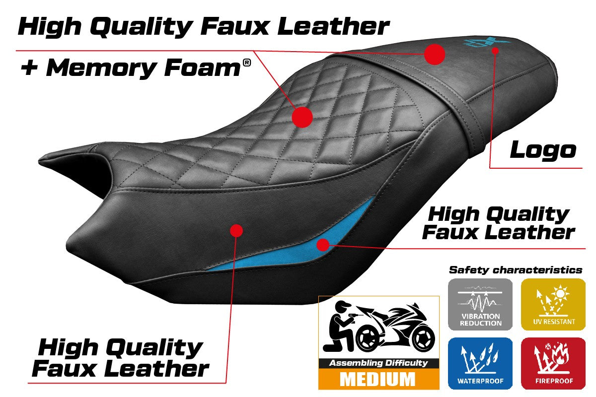 CF Moto 700 CL X 2021-2025 Seat Cover Tappezzeria Comfort Light Blue Black