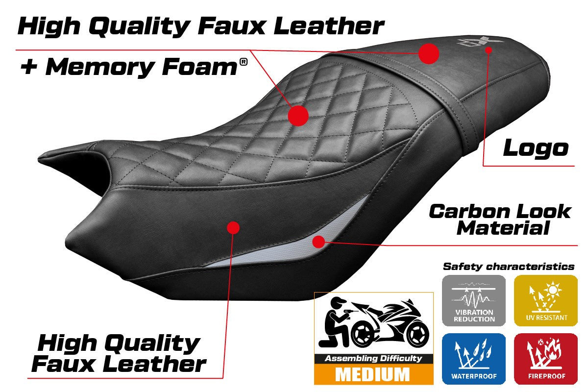 CF Moto 700 CL X 2021-2025 Seat Cover Tappezzeria Comfort Silver Black