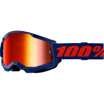 100% Strata 2 Goggles - Navy - Red Mirror 50028-00021