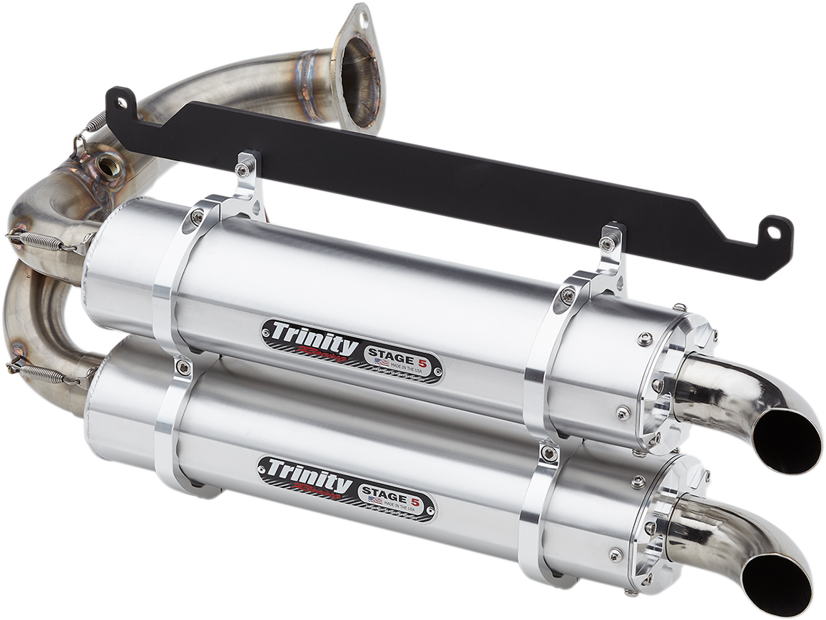 TRINITY RACING Stage 5 Slip-On Dual Muffler - Brushed Aluminum Talon 1000 2019-2022 TR-4169S