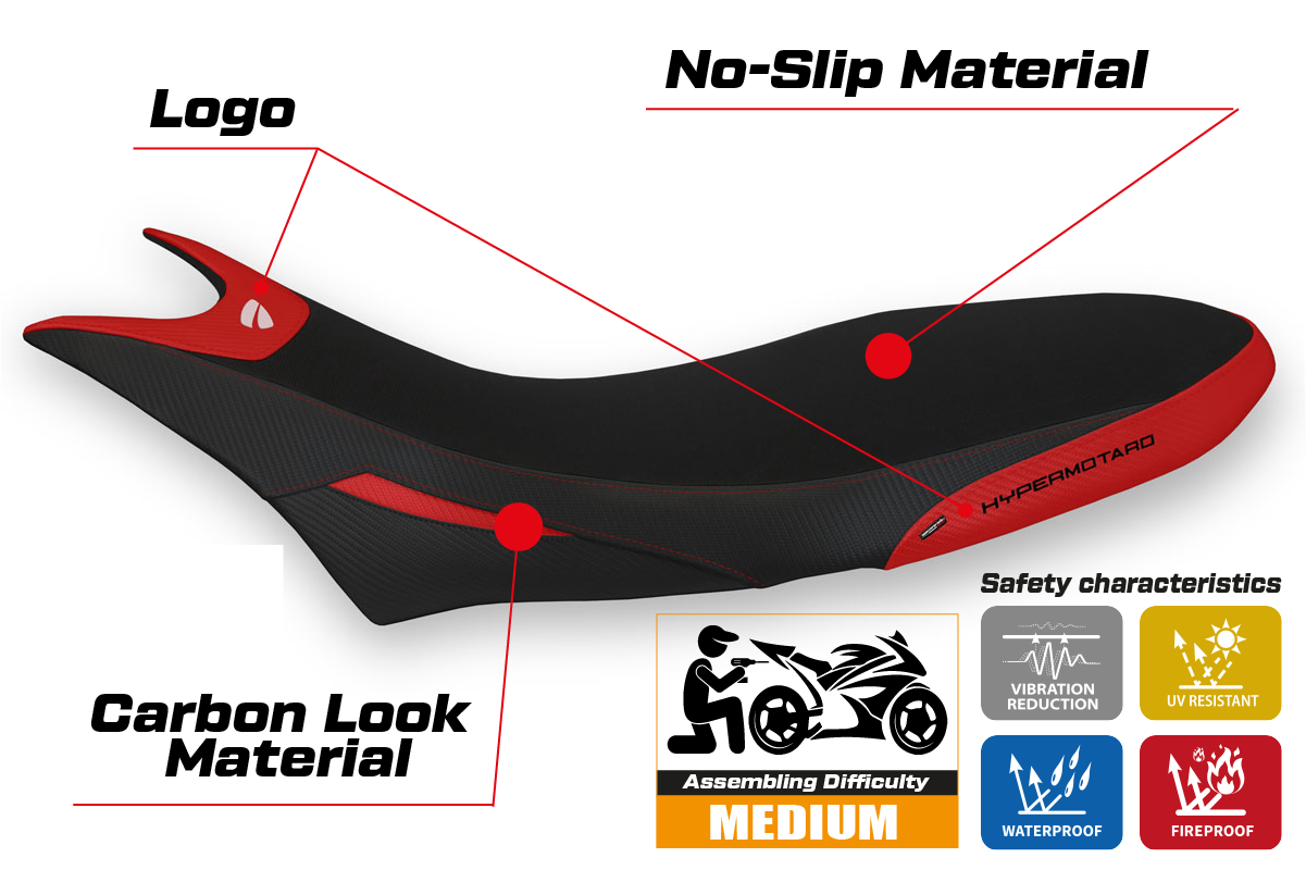 Ducati Hypermotard 950 2019-2025 Seat Cover Tappezzeria Italia in Red