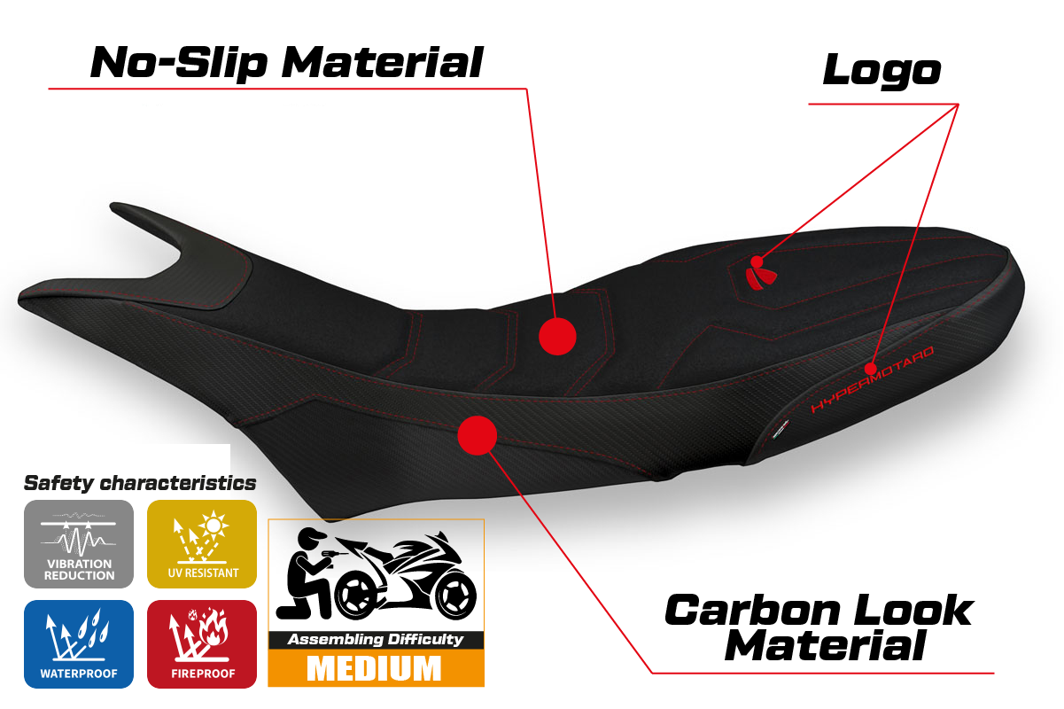Ducati Hypermotard 950 2019-2025 Seat Cover Tappezzeria Italia Ultragrip in Black
