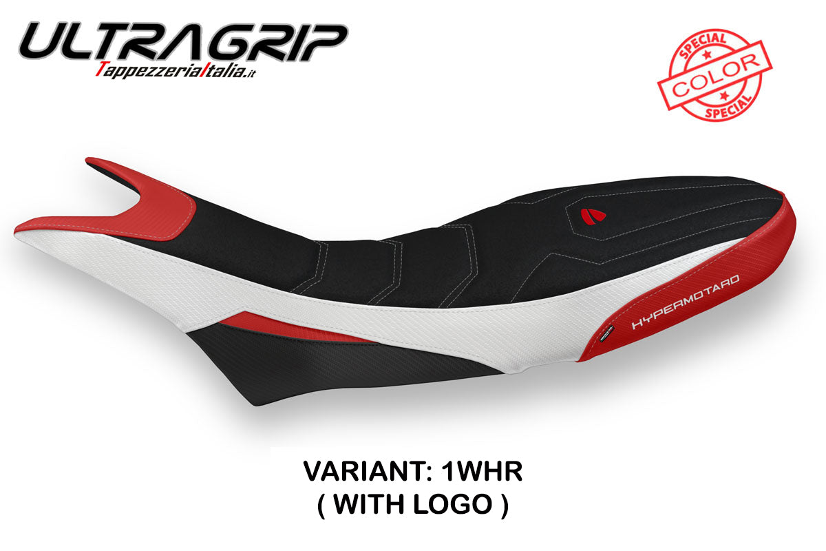 Ducati Hypermotard 950 2019-2025 Seat Cover Tappezzeria Italia Ultragrip in White, Red and Black