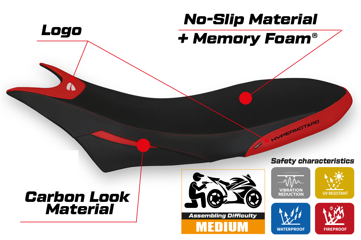 Ducati Hypermotard 950 2019-2025 Seat Cover Tappezzeria Italia Comfort in Red