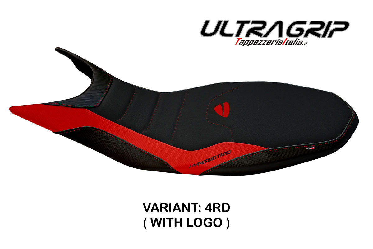 Ducati Hypermotard 821 939 2013-2018 Seat Cover Tappezzeria Italia Ultragrip in Red and Black