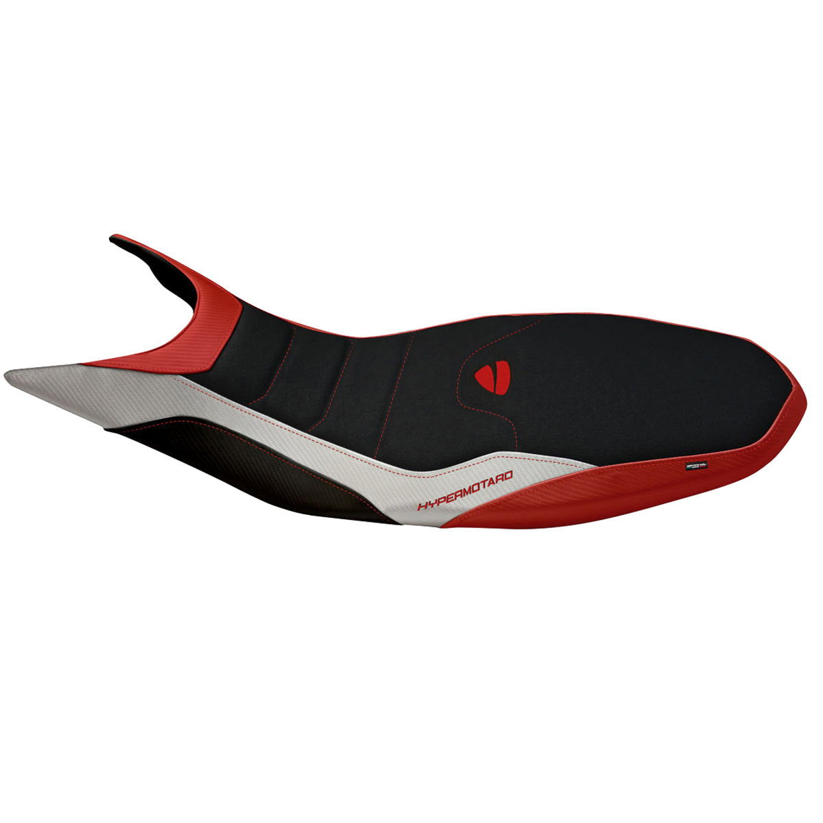 Ducati Hypermotard 821 939 2013-2018 Seat Cover Tappezzeria Italia Ultragrip in Red and White