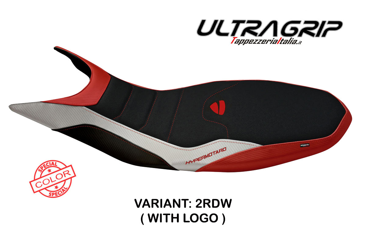 Ducati Hypermotard 821 939 2013-2018 Seat Cover Tappezzeria Italia Ultragrip in Red and White