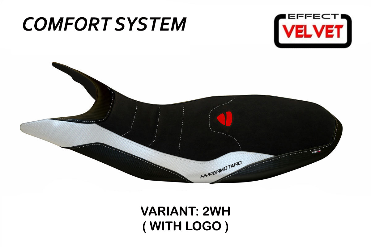 Ducati Hypermotard 821 939 2013-2018 Seat Cover Tappezzeria Italia Comfort in White and Black