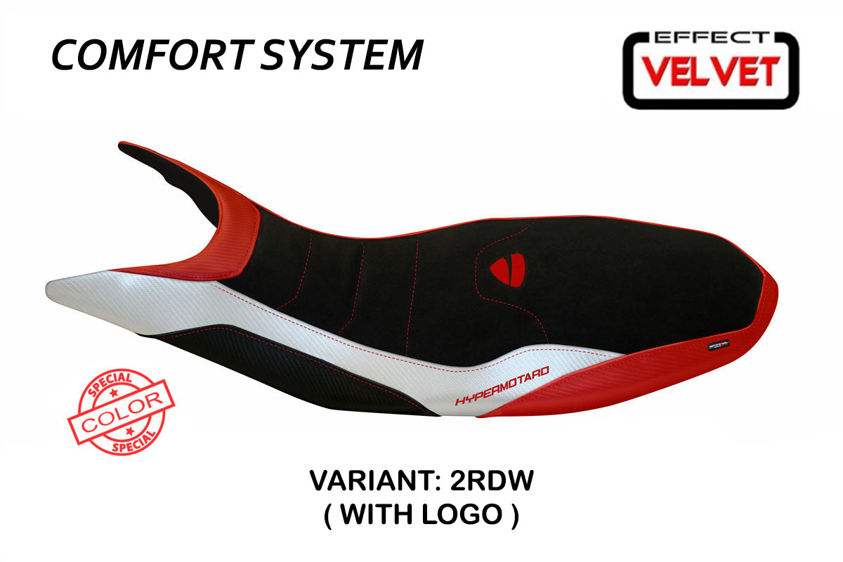 Ducati Hypermotard 821 939 2013-2018 Seat Cover Tappezzeria Italia Comfort in Red and White